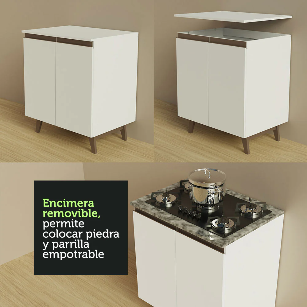 Bajo Mesada Reims 70 cm 2 Puertas - Blanco - Image 5