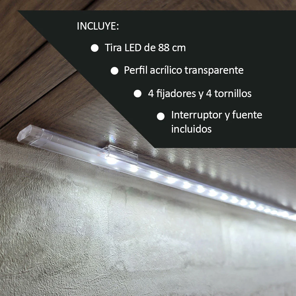 Barra de Luz con Tira LED 88cm para Muebles Madesa - Image 2