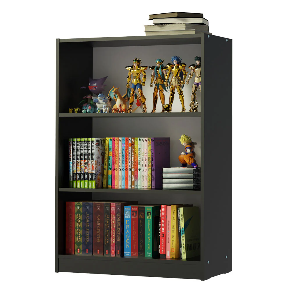 Biblioteca Organizador Madesa 6907 con 3 Nichos Negro - Image 3