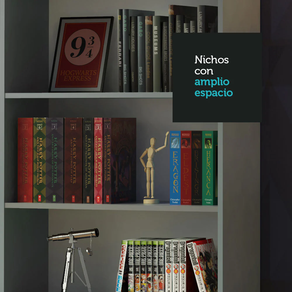 Biblioteca Organizador Madesa 6908 con 6 Nichos Gris - Image 6