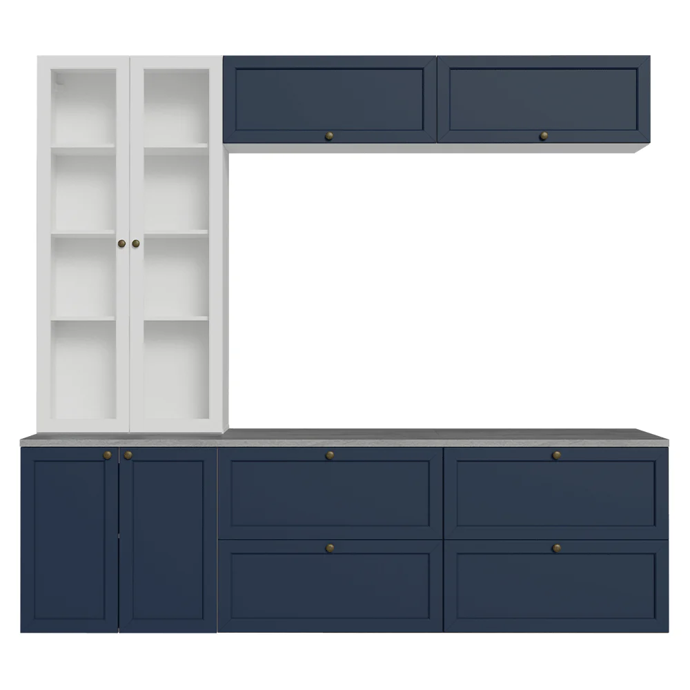 Centros de Entretenimiento con Rack + Cristaleiro 230 cm Blanco/Azul/Blanco Vik Madesa 01 - Image 10