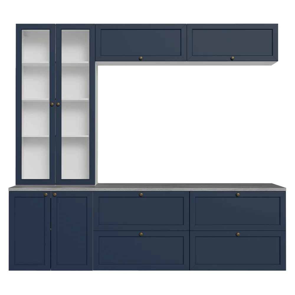 Centros de Entretenimiento con Rack + Cristaleiro 230 cm Blanco/Azul Vik Madesa 01 - Image 10