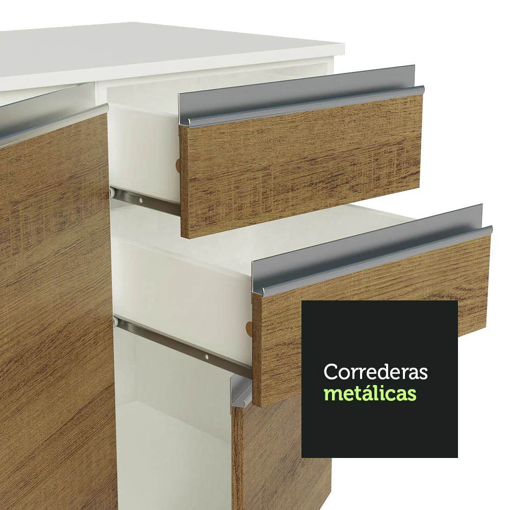 Cocina Compacta 100% MDF 120 cm Blanco/Marrón/Crema Smart Madesa 01 - Image 5