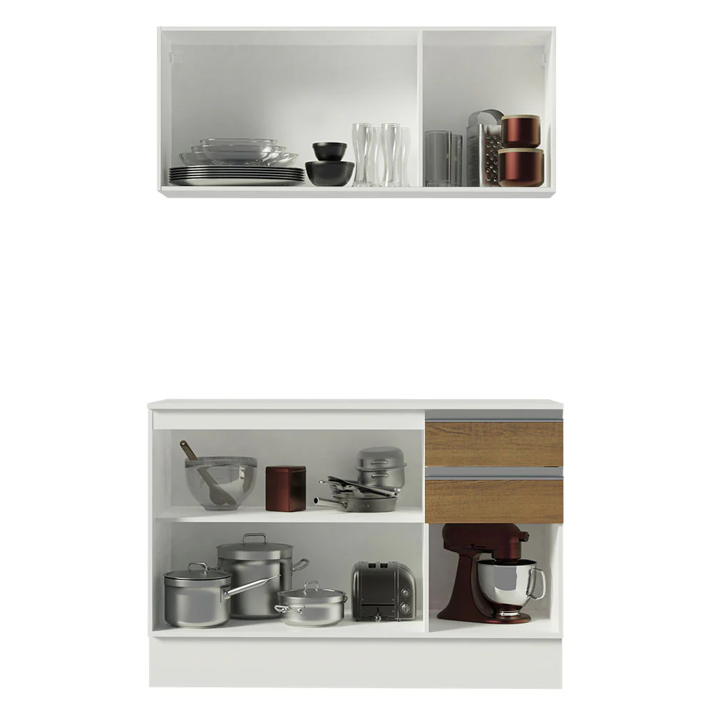 Cocina Compacta 100% MDF 120 cm Blanco/Marrón/Crema Smart Madesa 01 - Image 8