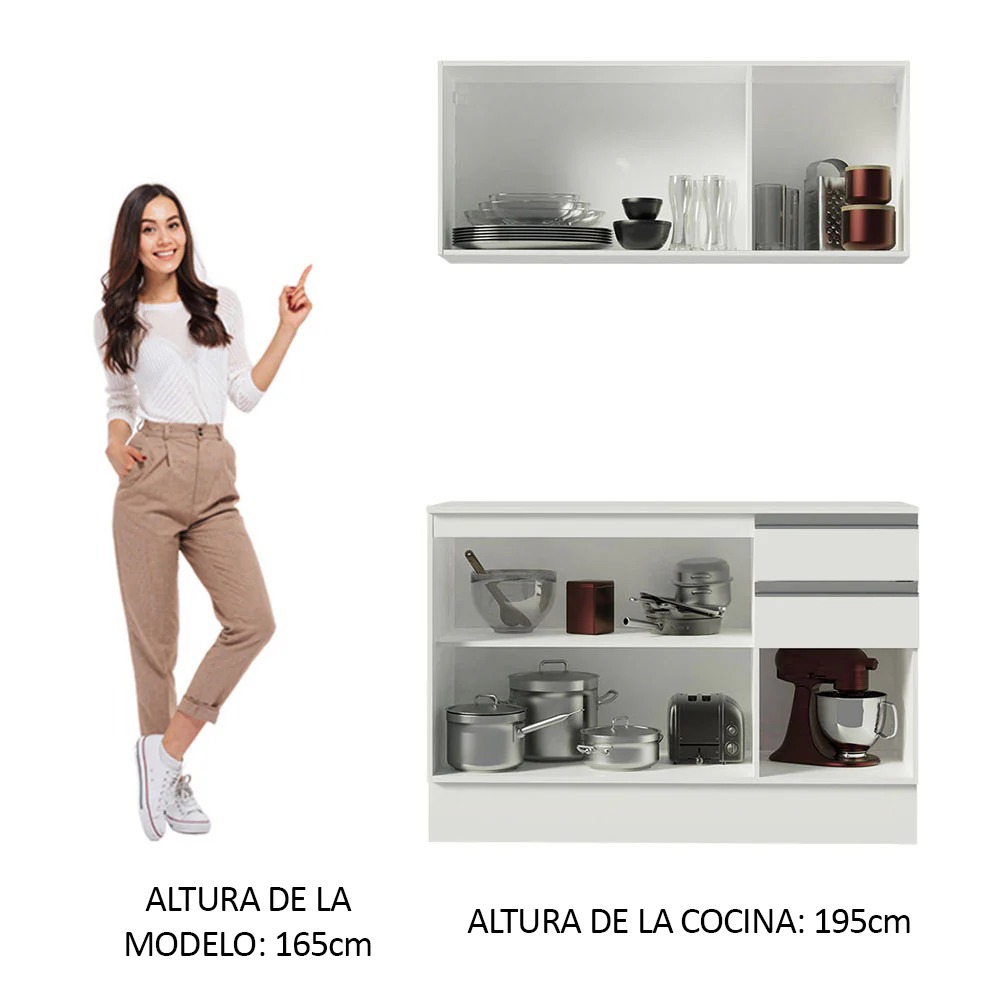 Cocina Compacta 100% MDF 120 cm Blanco Smart Madesa 01 - Image 4