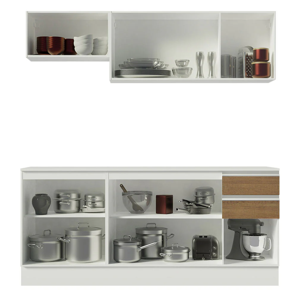 Cocina Compacta 100% MDF 180 cm Blanco/Marrón/Crema Smart Madesa 01 - Image 8