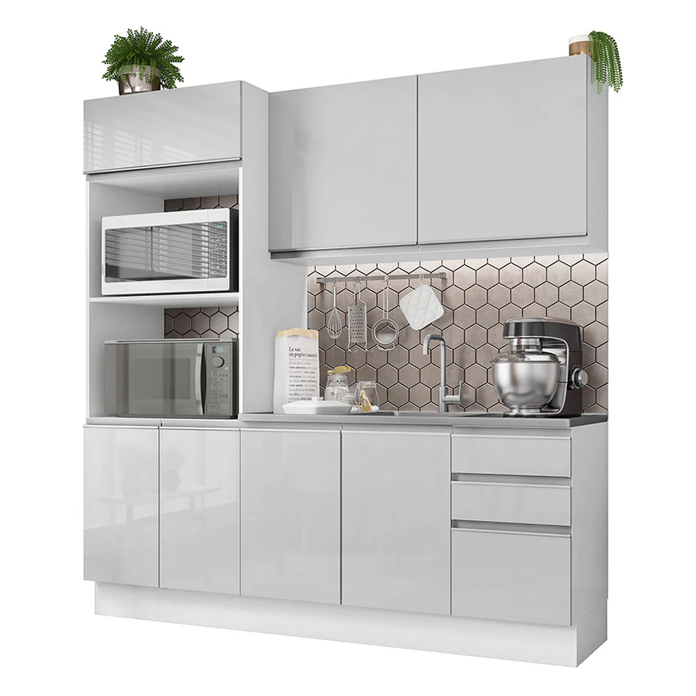Cocina Compacta 100% MDF 190cm Puetas Blanco Brillante Acordes Madesa 01 - Image 3