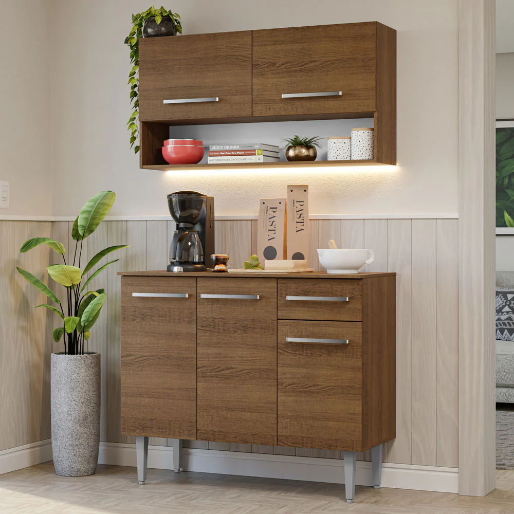 Cocina Compacta 105 cm Emilly Marrón 03