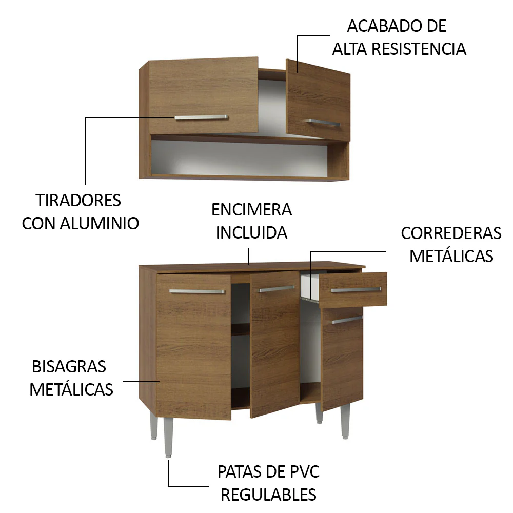 Cocina Compacta 105 cm Emilly Marrón 03 - Image 4