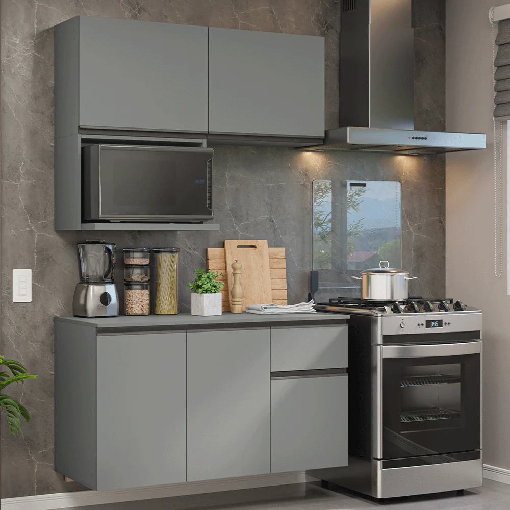 Combo de Cocina 120 cm Flotante Gris Nice Madesa 06