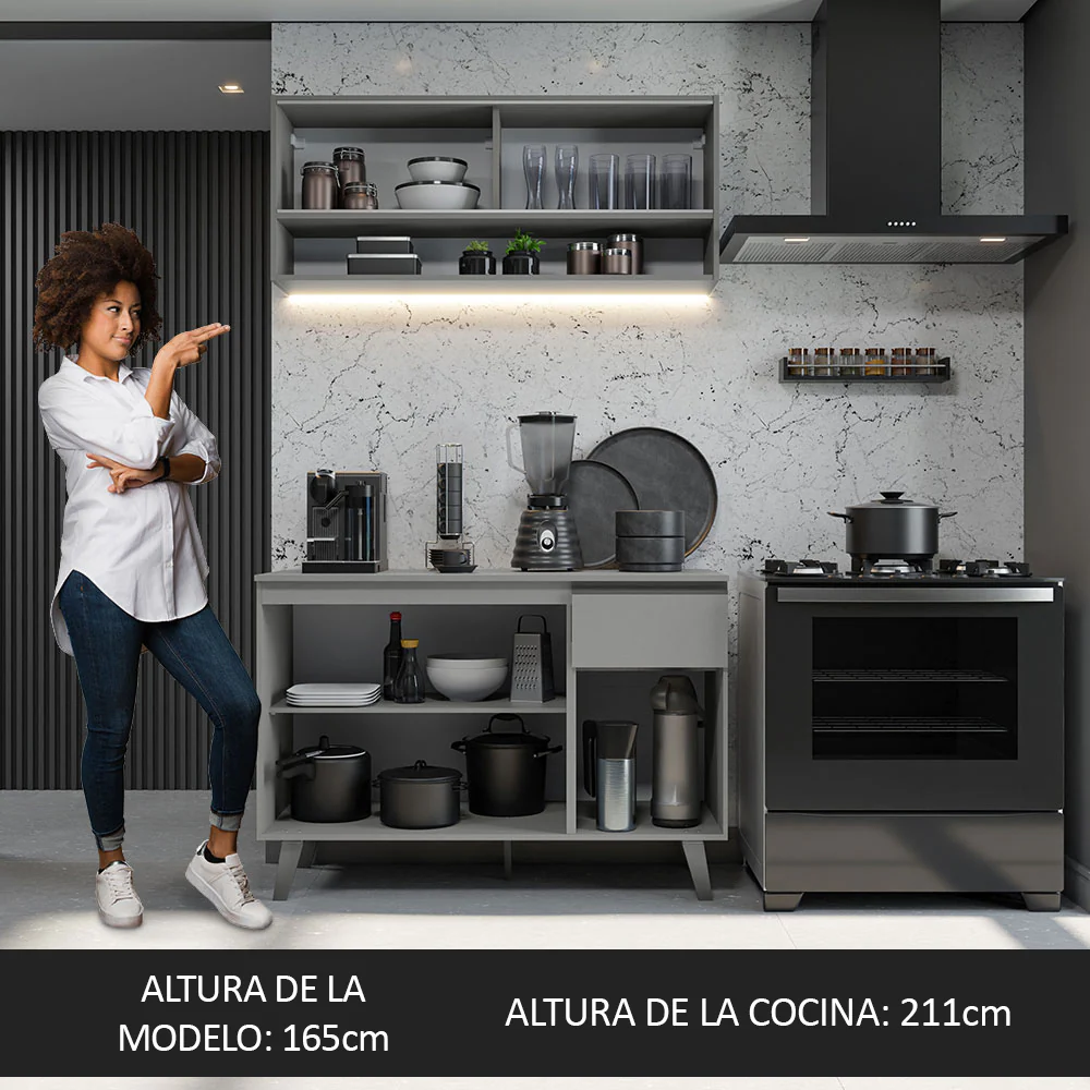 Cocina Compacta 120 cm Gris Nice Madesa 02 - Image 5