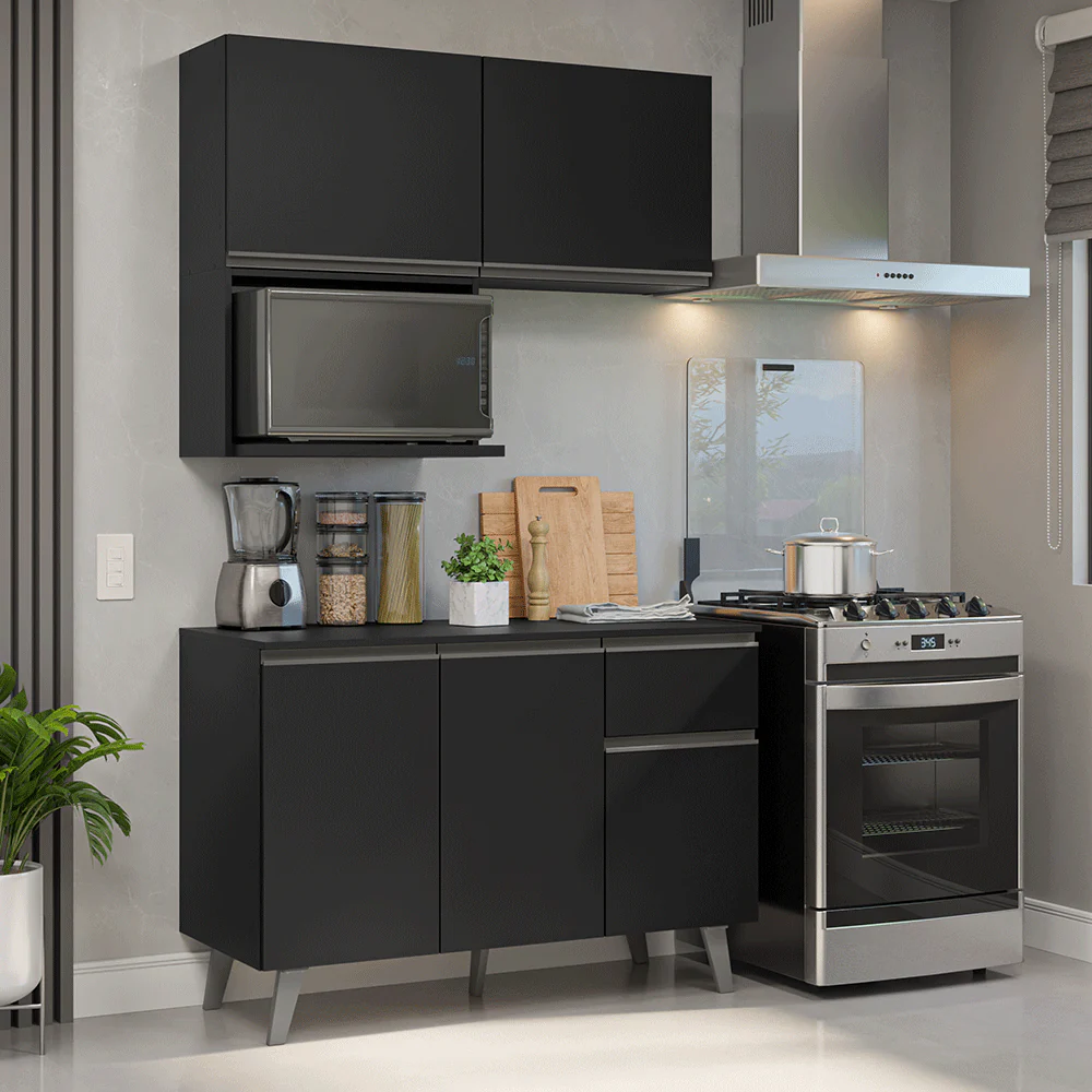 Cocina Compacta 120 cm Negro Nice Madesa 05