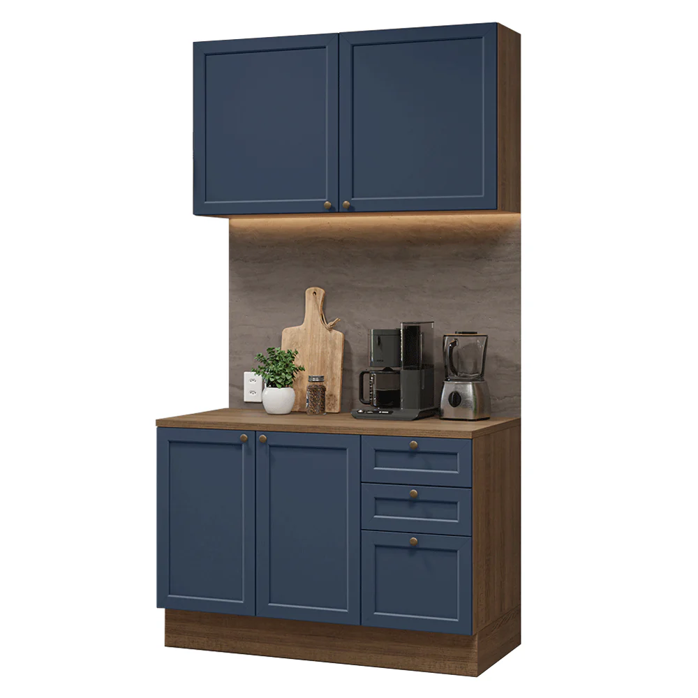 Cocina Compacta 120 cm Vik Marrón/Azul 01 - Image 3