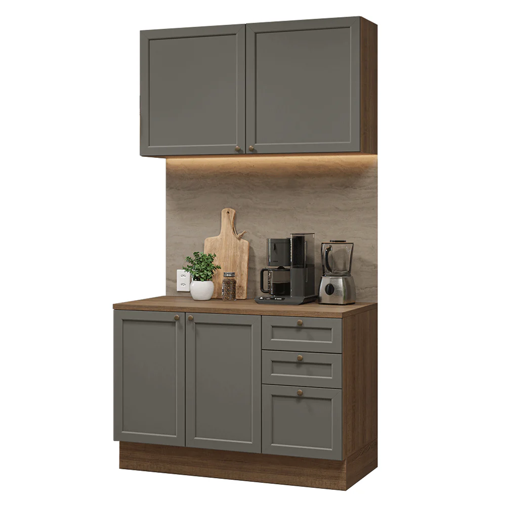 Cocina Compacta 120 cm Vik Marrón/Gris 01 - Image 2