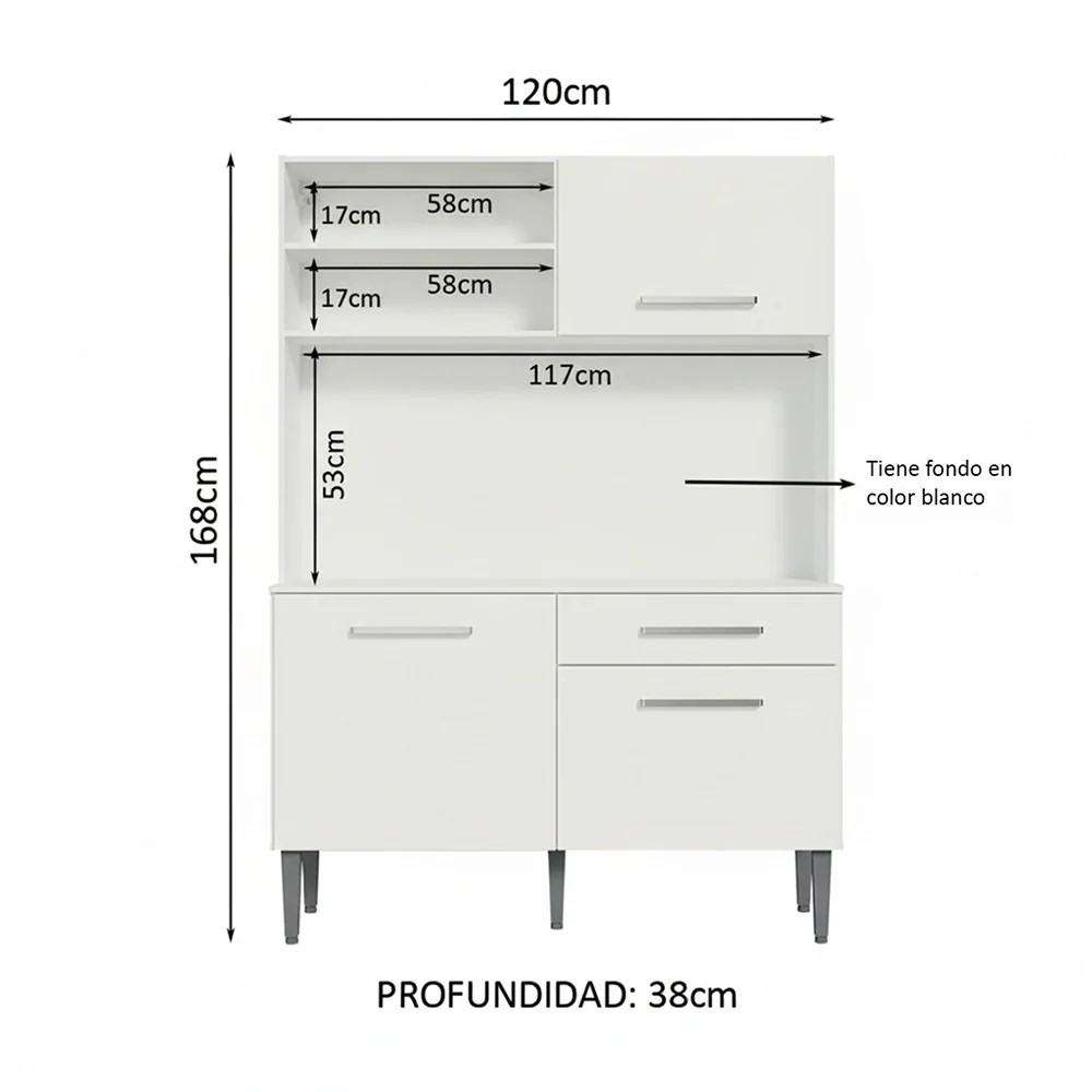 Cocina Compacta 120cm Blanco Life - Image 2