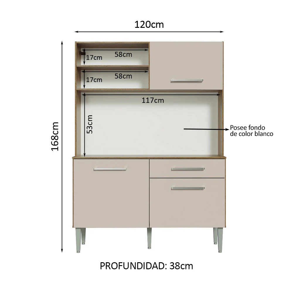 Cocina Compacta 120cm Marrón/Crema Life - Image 2