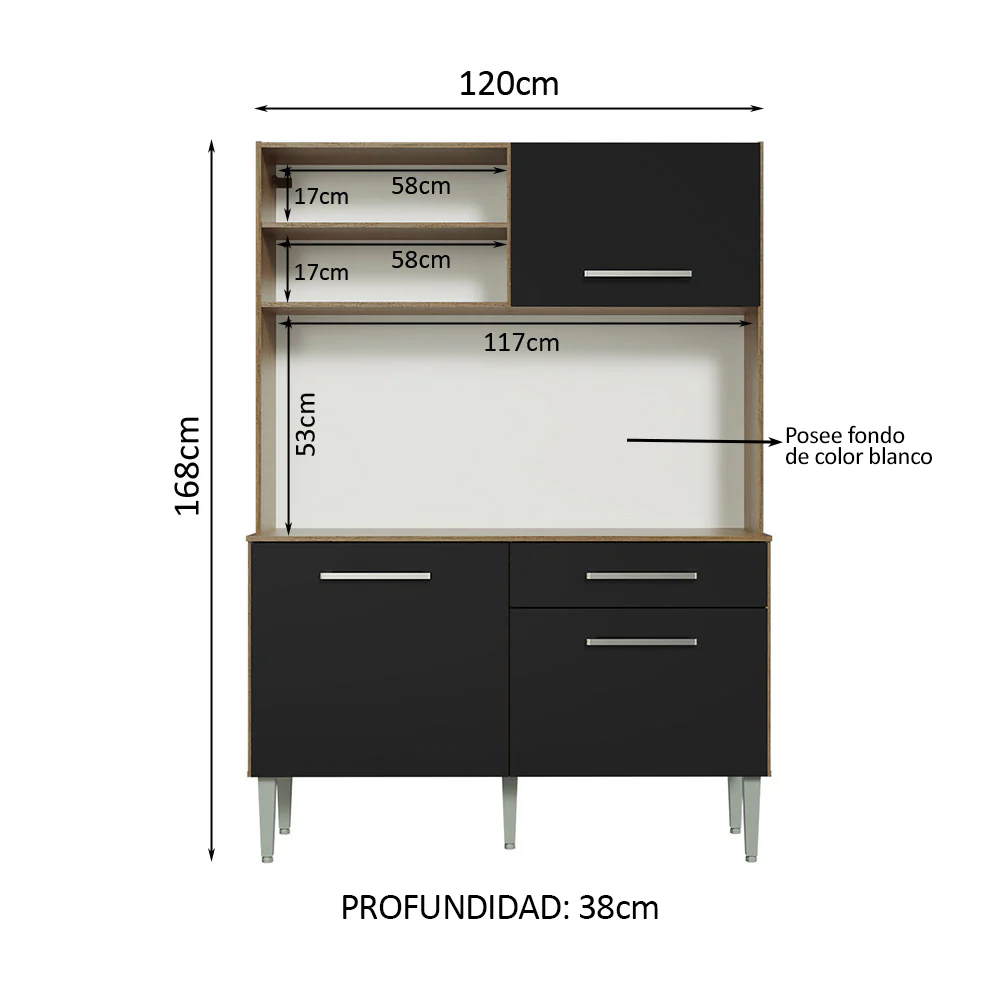 Cocina Compacta 120cm Marrón/Negro Life - Image 2