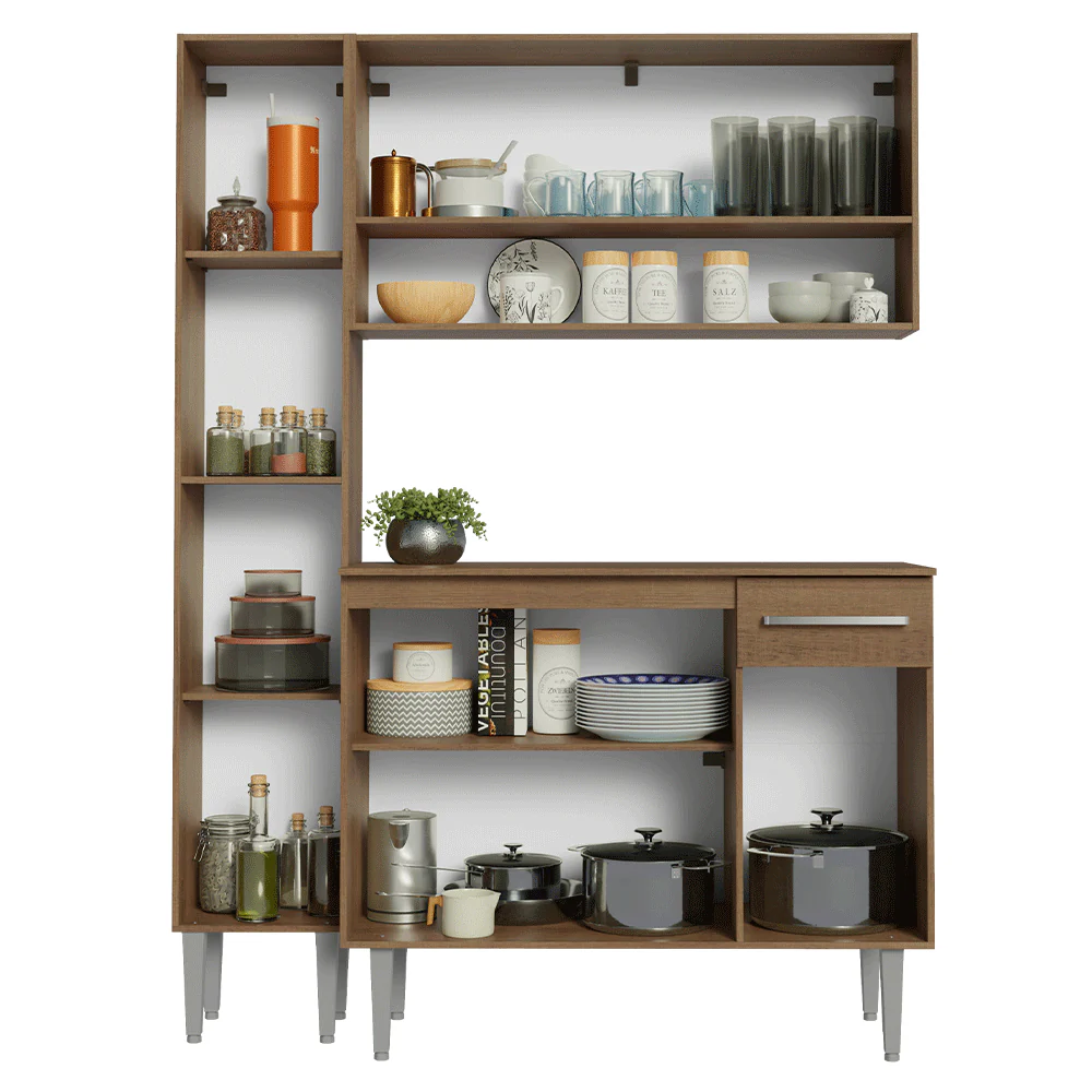 Cocina Compacta 137 cm Emilly Marrón/Gris 012 - Image 5