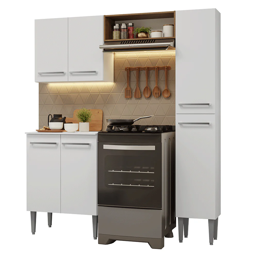 Cocina Compacta 156 cm Emilly Blanco/Marrón 02 - Image 3