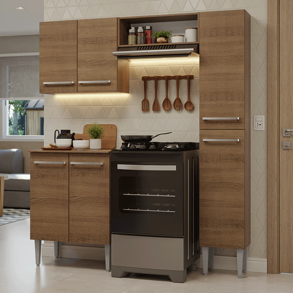 Cocina Compacta 156 cm Emilly Marrón 02