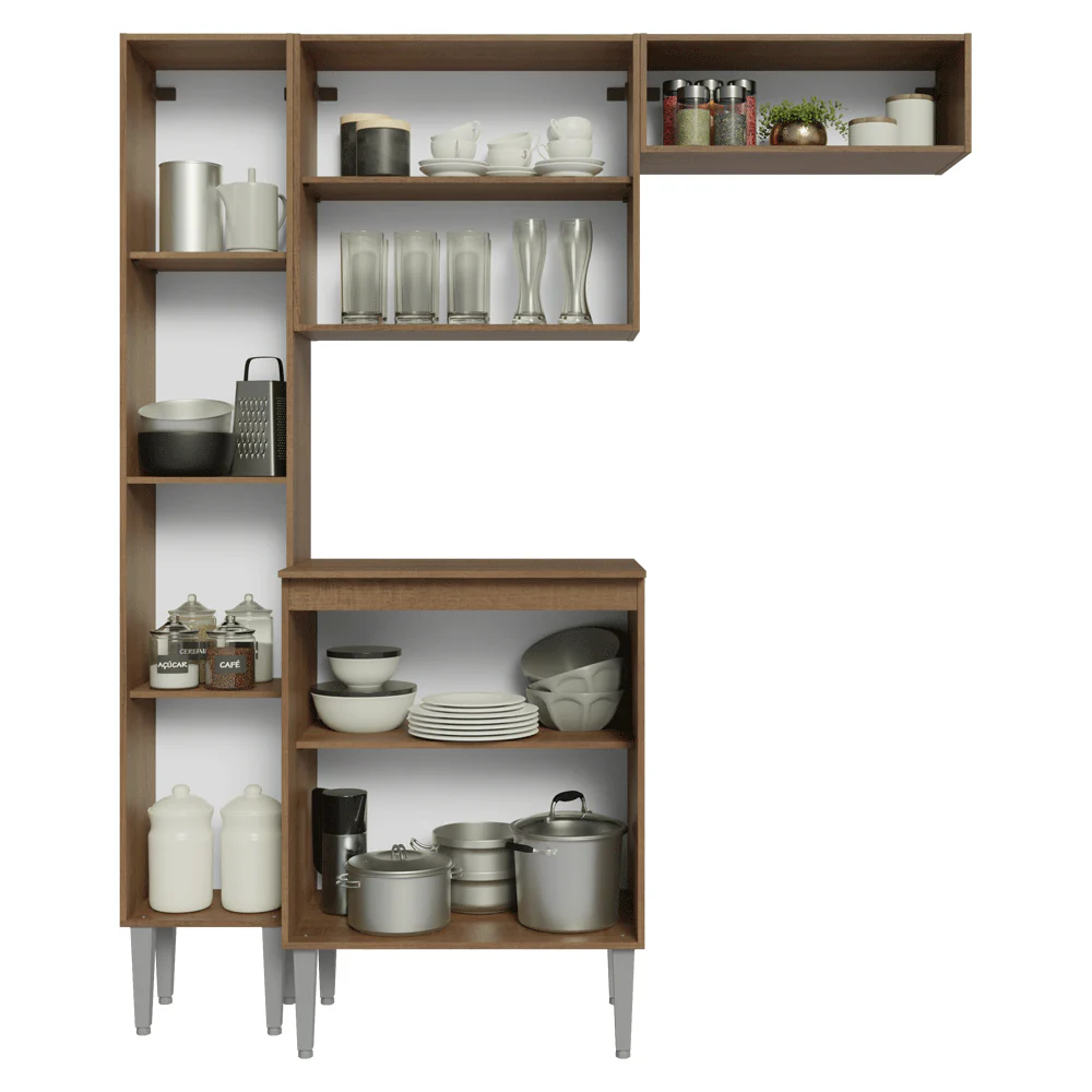 Cocina Compacta 156 cm Emilly Marrón/Gris 01 - Image 5