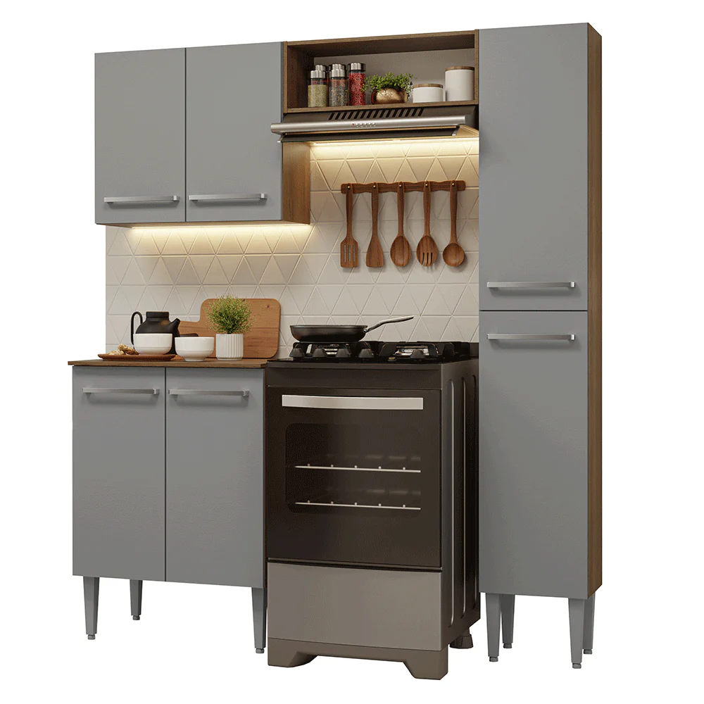 Cocina Compacta 156 cm Emilly Marrón/Gris 02 - Image 3