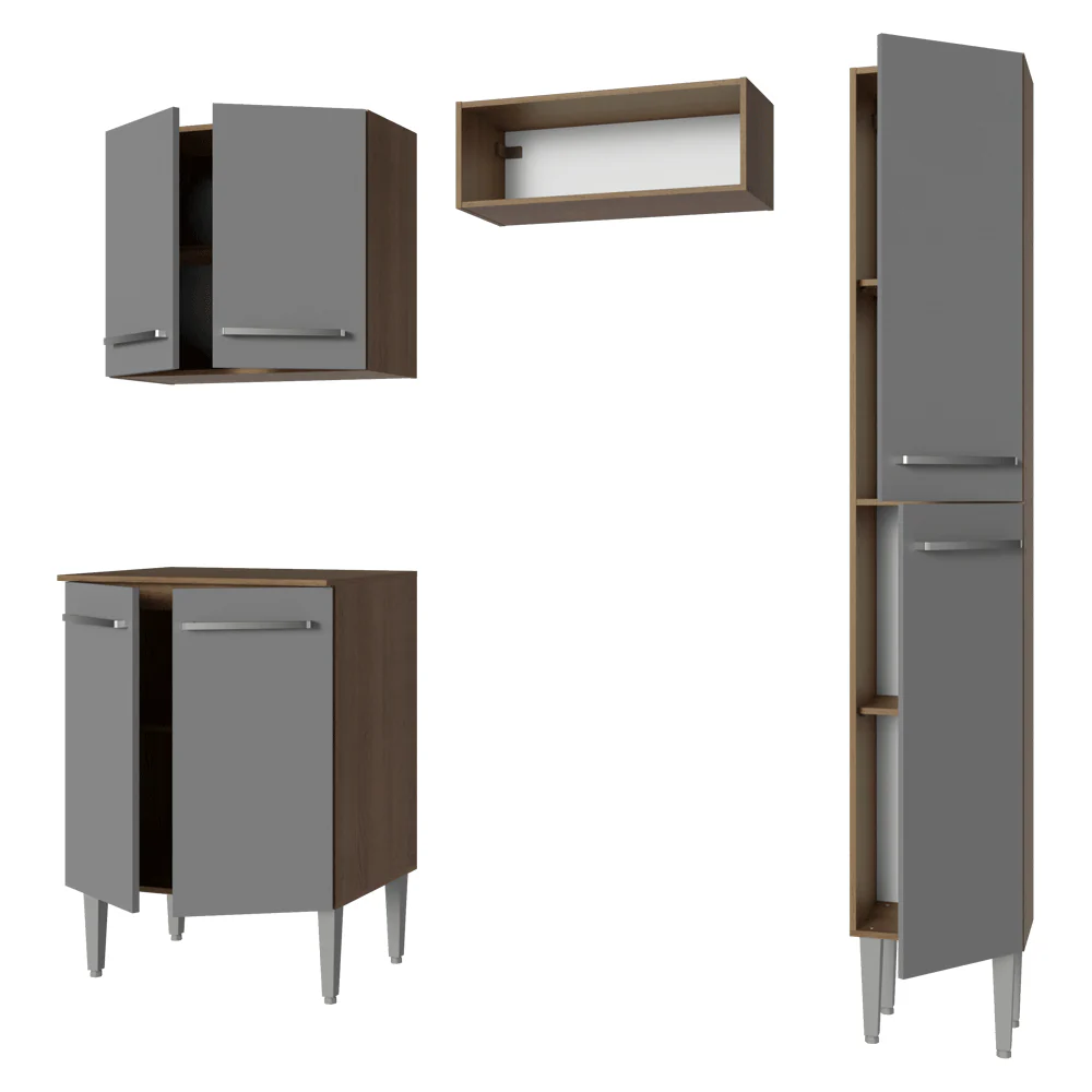 Cocina Compacta 156 cm Emilly Marrón/Gris 02 - Image 8