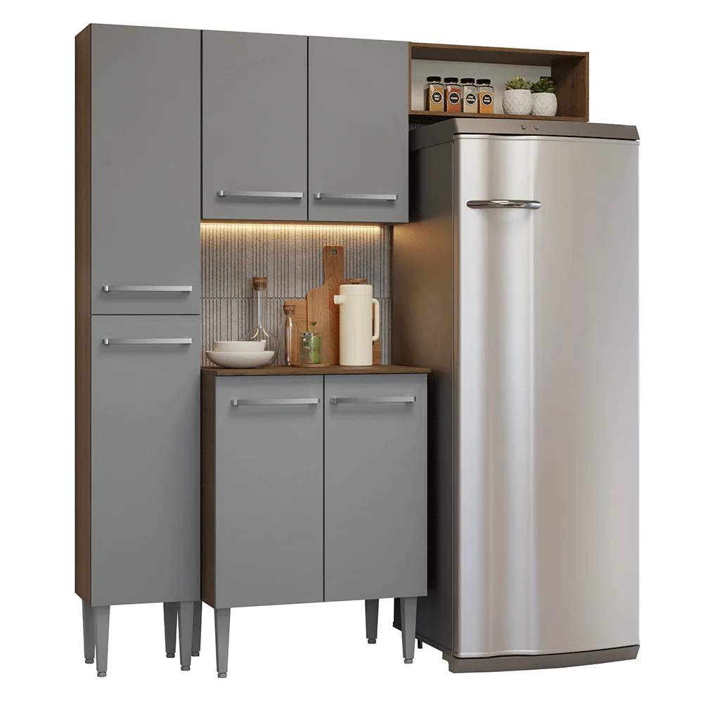 Cocina Compacta 156 cm Emilly Marrón/Gris 03 - Image 3