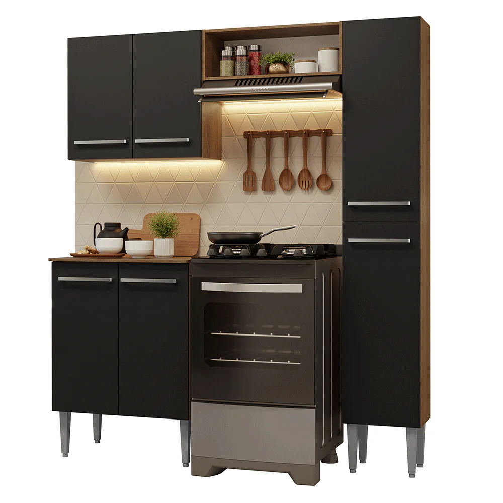Cocina Compacta 156 cm Emilly Marrón/Negro 02 - Image 3
