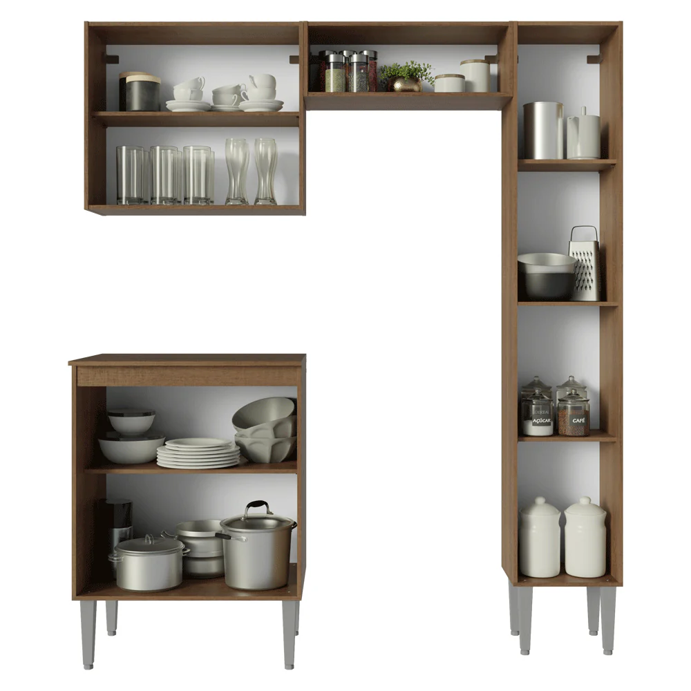Cocina Compacta 156 cm Emilly Marrón/Negro 02 - Image 5