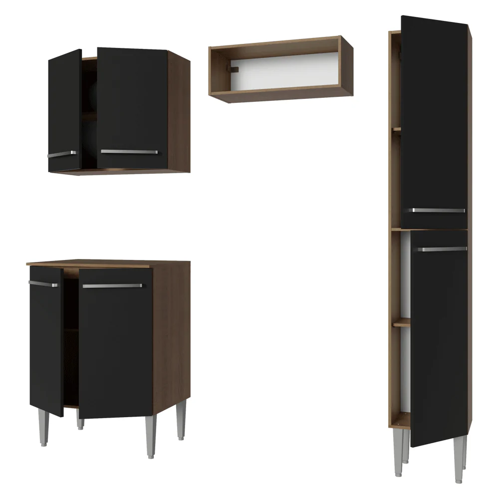 Cocina Compacta 156 cm Emilly Marrón/Negro 02 - Image 8