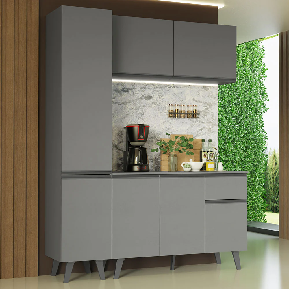Cocina Compacta 160cm Gris Nice Madesa 01
