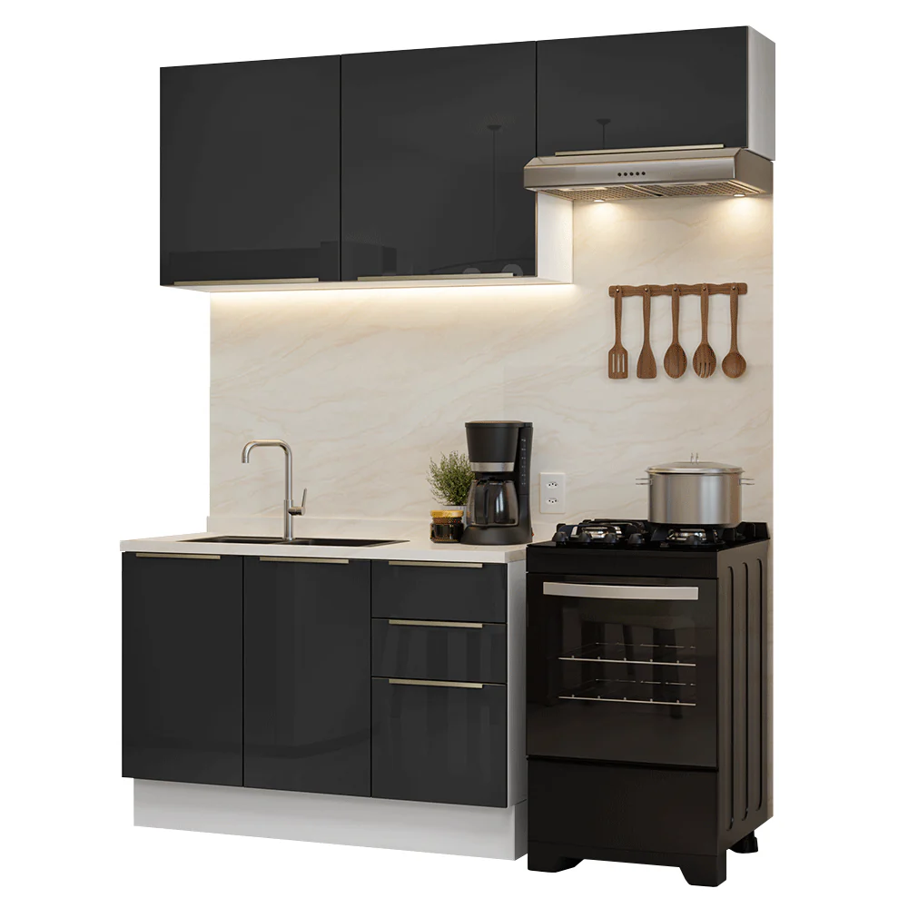 Cocina Compacta 180 cm Blanco/Negro Lux Madesa 02 - Image 3