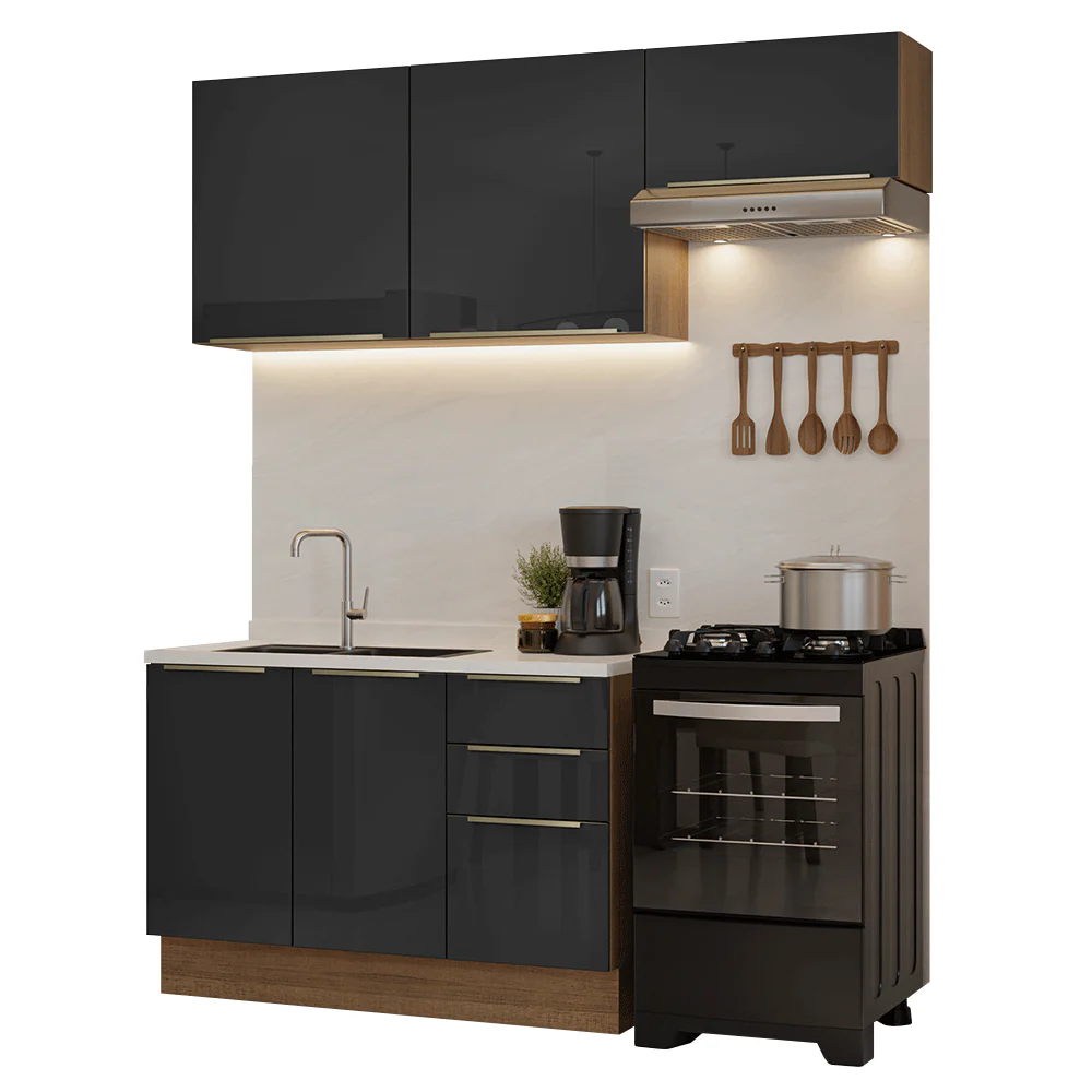 Cocina Compacta 180 cm Marrón/Negro Lux Madesa 02 - Image 3