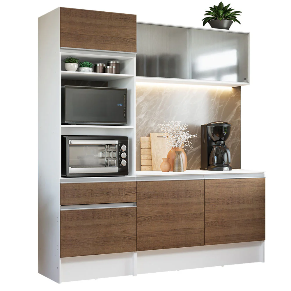 Cocina Compacta 180 cm Topazio Blanco/Marrón 86 - Image 3