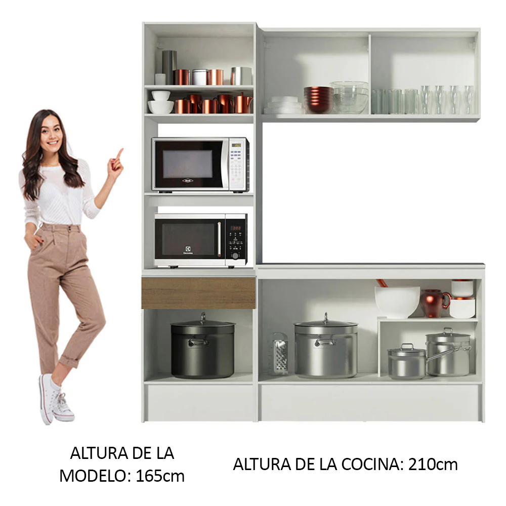Cocina Compacta 180 cm Topazio Blanco/Marrón 86 - Image 4