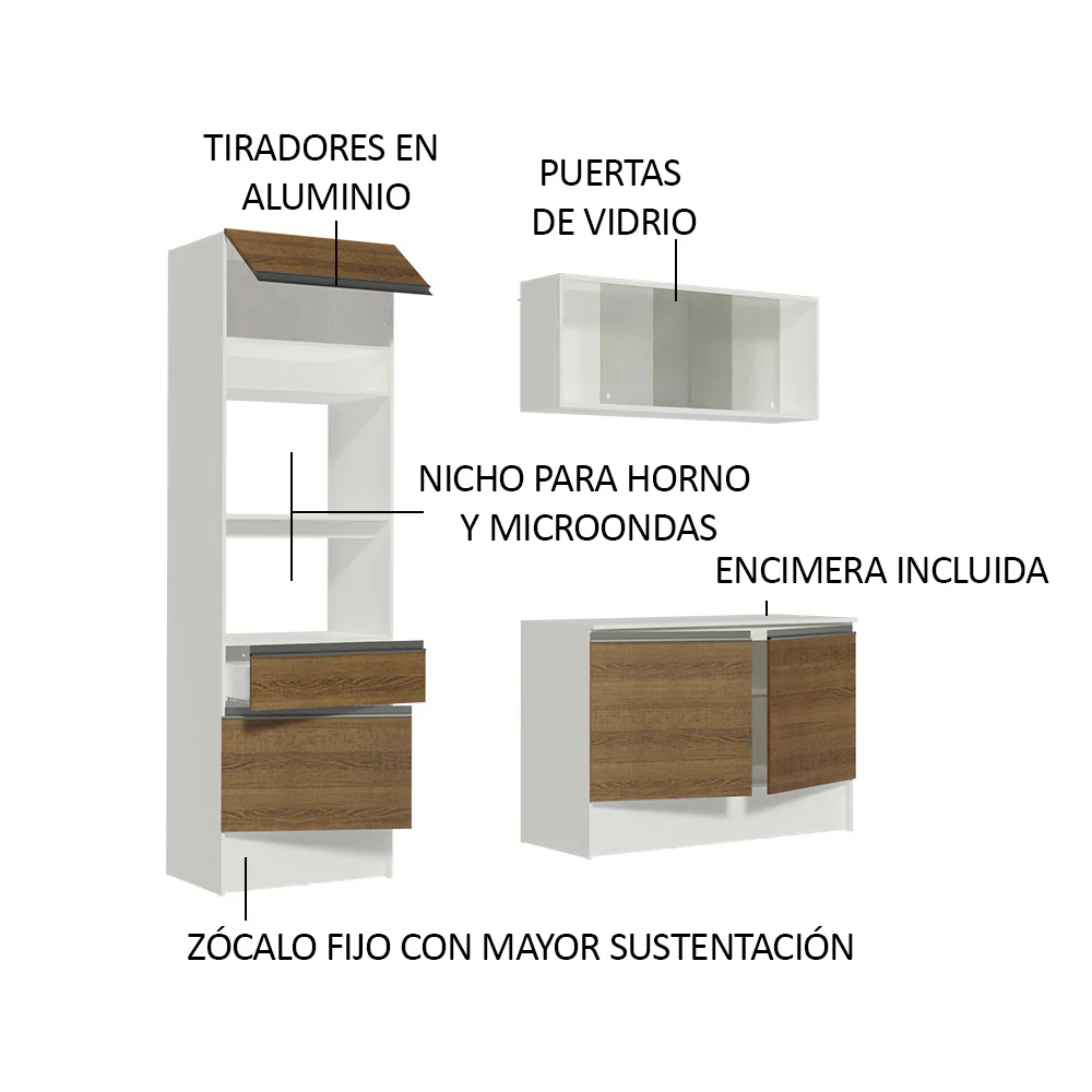 Cocina Compacta 180 cm Topazio Blanco/Marrón 86 - Image 5