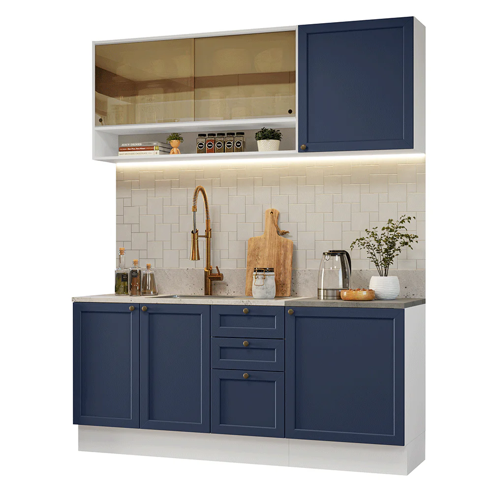 Cocina Compacta 180 cm Vik Blanco/Azul 04 - Image 3