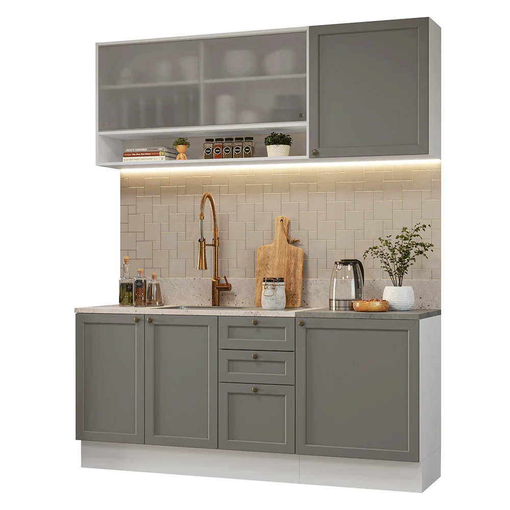 Cocina Compacta 180 cm Vik Blanco/Gris 03 - Image 3
