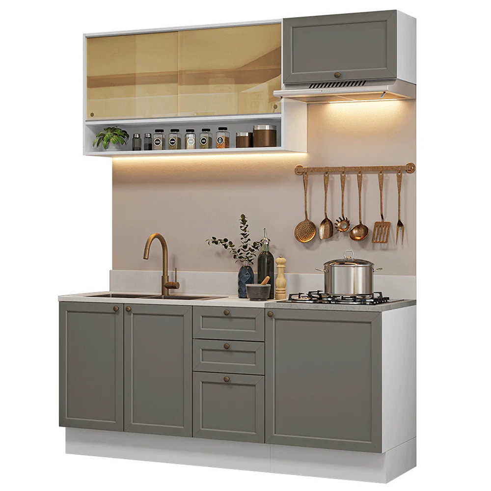 Cocina Compacta 180 cm Vik Blanco/Gris 05 - Image 3