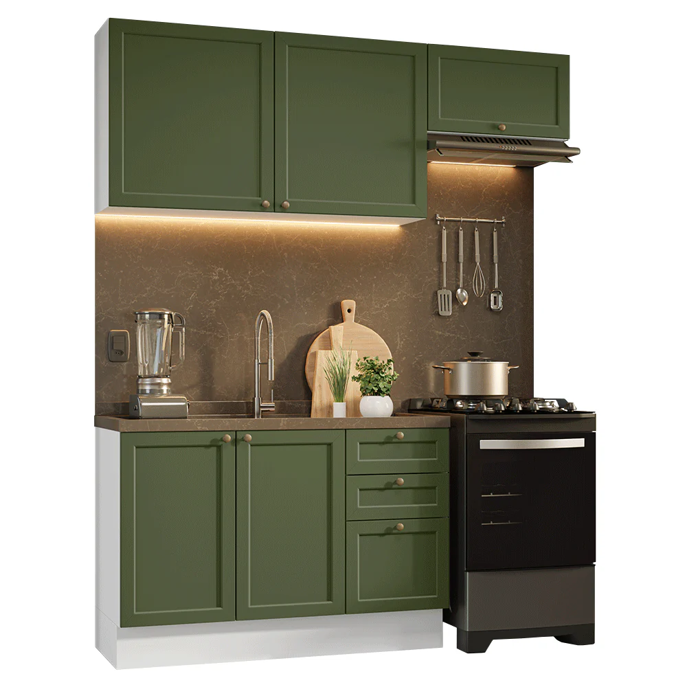 Cocina Compacta 180 cm Vik Blanco/Verde 02 - Image 3
