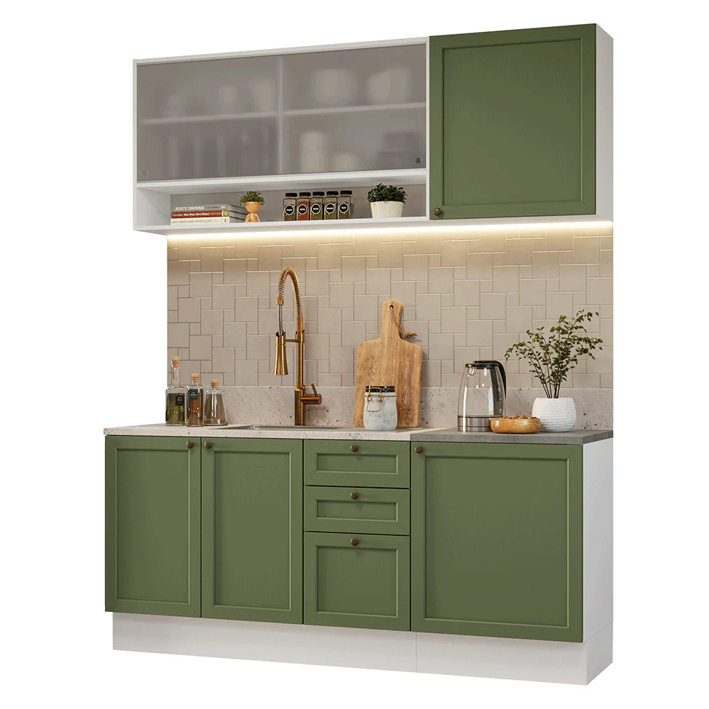Cocina Compacta 180 cm Vik Blanco/Verde 03 - Image 3