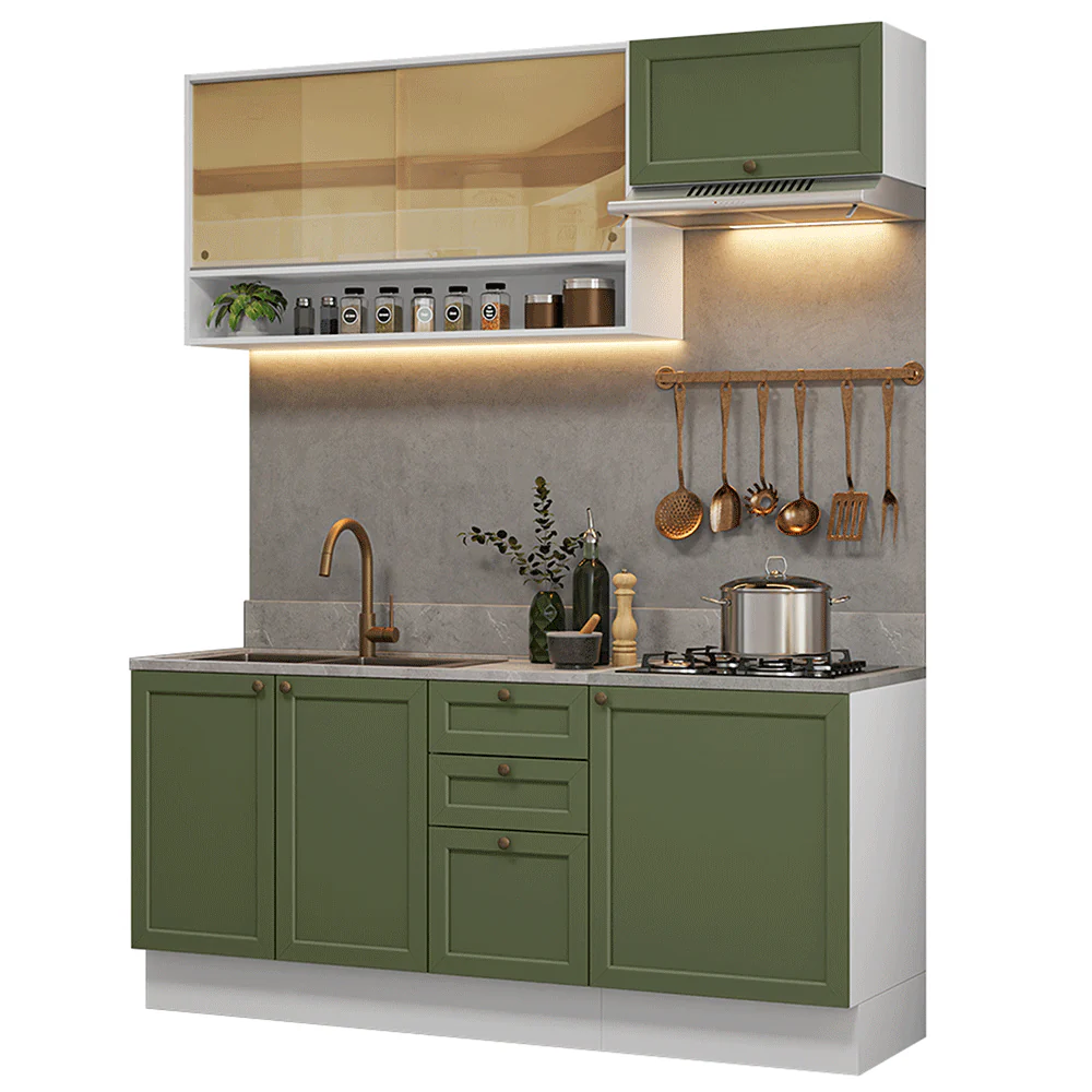 Cocina Compacta 180 cm Vik Blanco/Verde 05 - Image 3