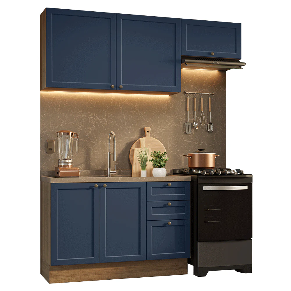 Cocina Compacta 180 cm Vik Marrón/Azul 02 - Image 3