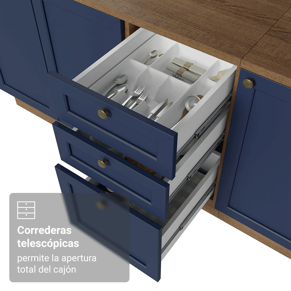 Cocina Compacta 180 cm Vik Marrón/Azul 02 - Image 8