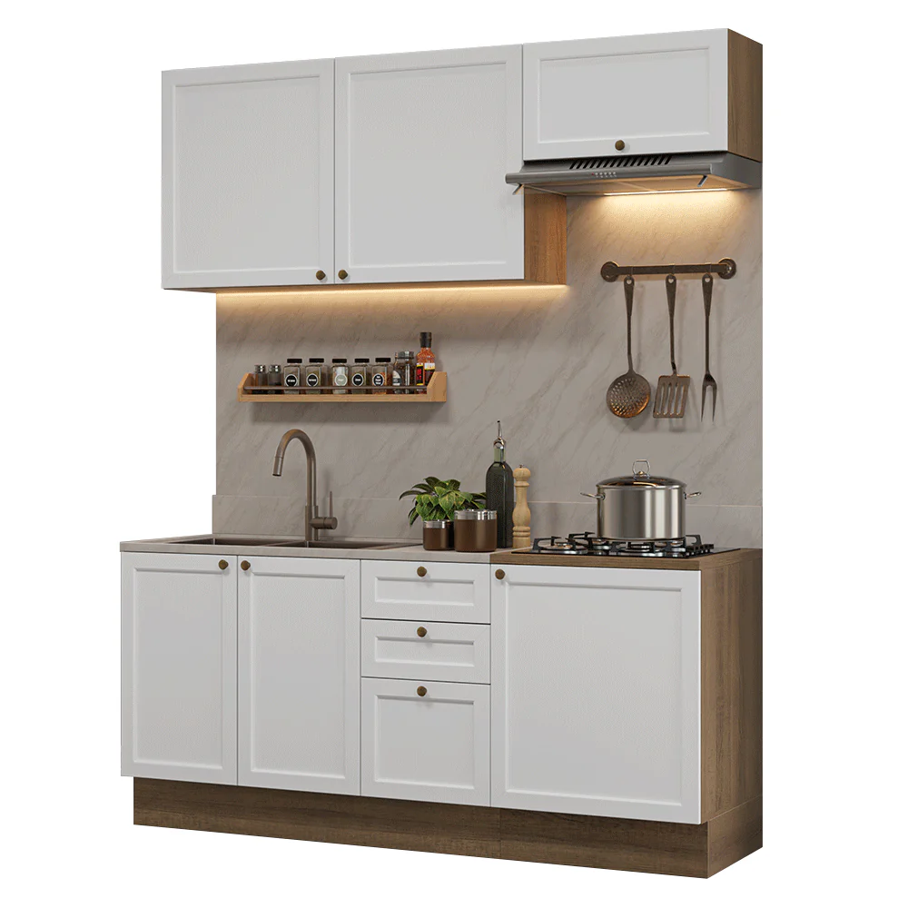 Cocina Compacta 180 cm Vik Marrón/Blanco 01 - Image 3