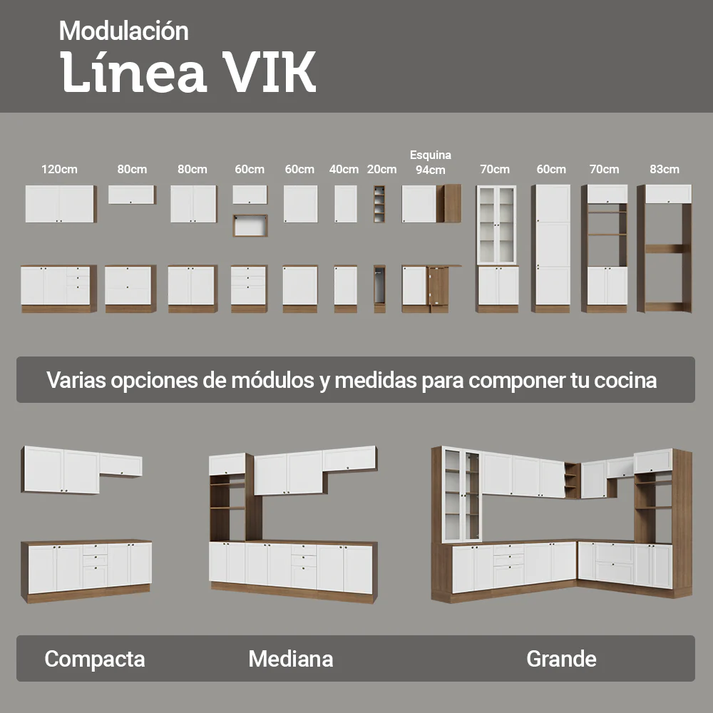 Cocina Compacta 180 cm Vik Marrón/Blanco 02 - Image 9