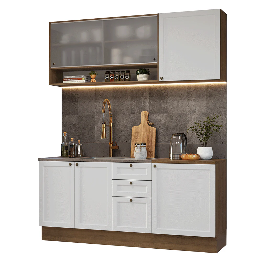 Cocina Compacta 180 cm Vik Marrón/Blanco 03 - Image 3