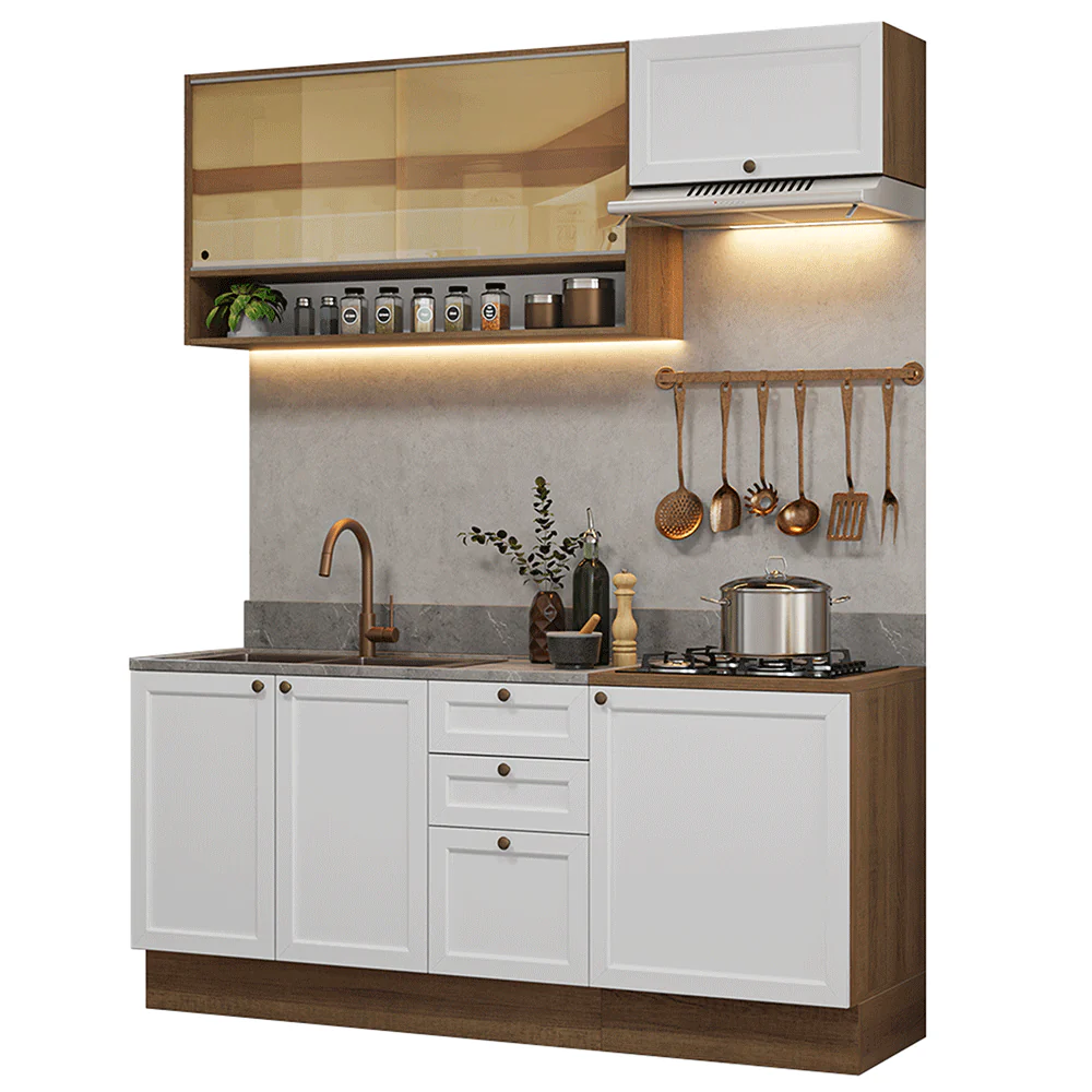 Cocina Compacta 180 cm Vik Marrón/Blanco 05 - Image 3