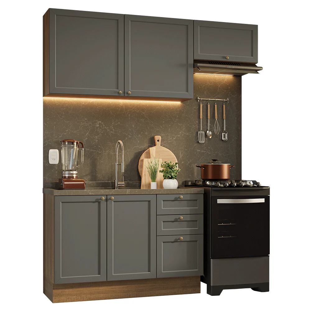 Cocina Compacta 180 cm Vik Marrón/Gris 02 - Image 3